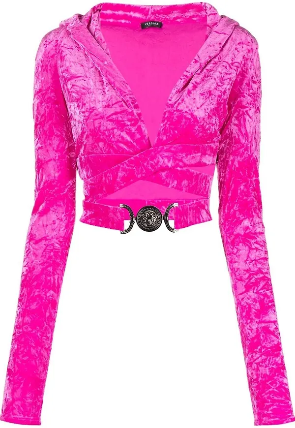Versace sammetstopp med korsremmar - Rosa