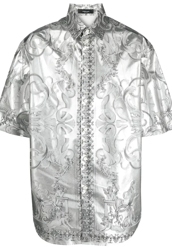 Versace Silver Baroque sidenskjorta - Grå