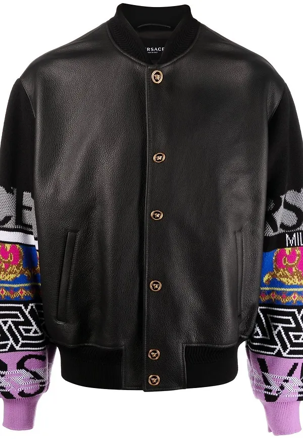 Versace skinnjacka med kontrasterande ärm - Svart