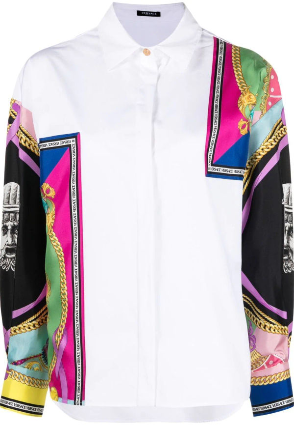 Versace skjorta med sjalpanel - Vit