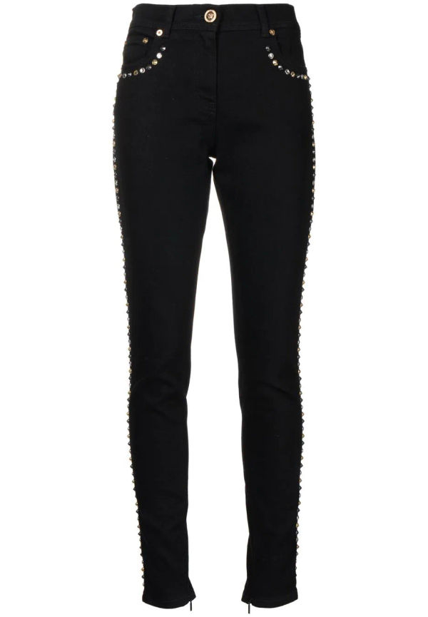 Versace slim fit-jeans med nitar - Svart