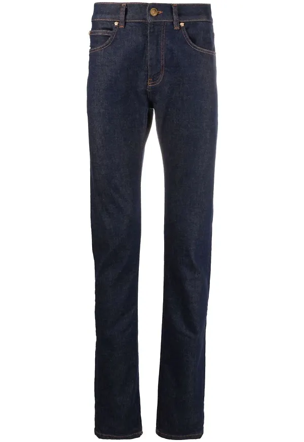 Versace smala jeans med kontrastsöm - Blå