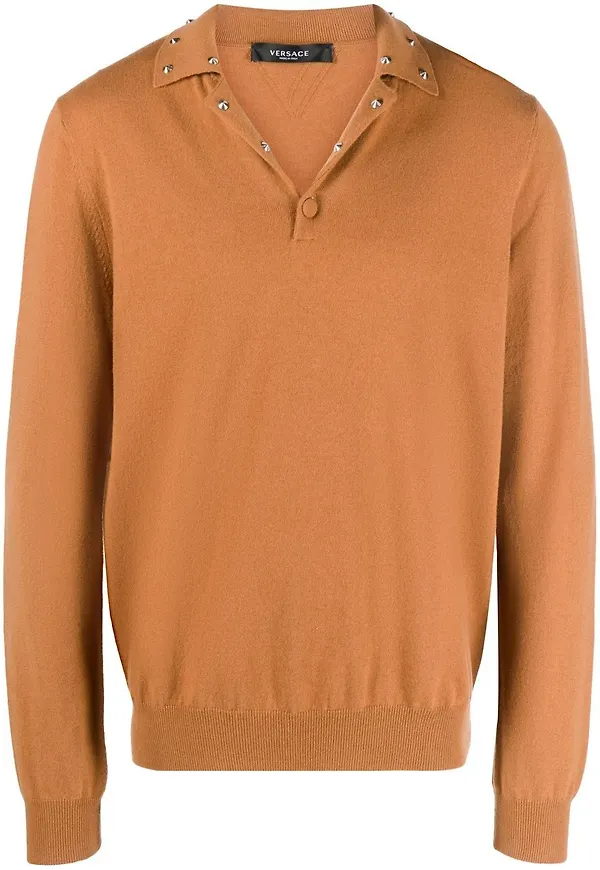 Versace stickad tröja med nitar - Brun