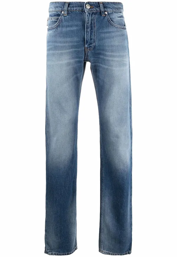 Versace straight-jeans med blekt effekt - Blå