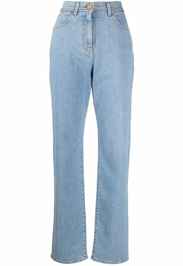 Versace straight-jeans med hög midja - Blå
