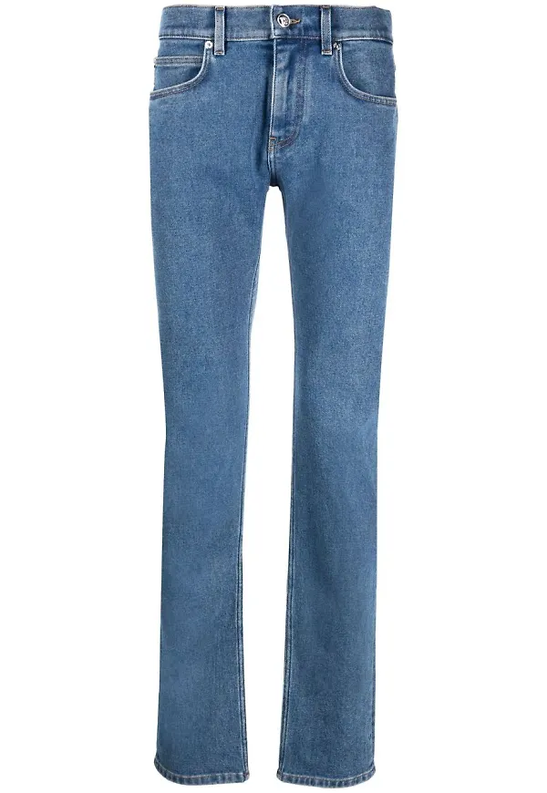Versace straight-jeans med tryck - Blå