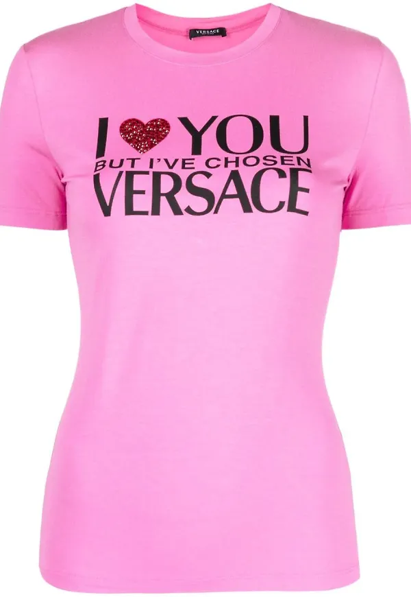 Versace t-shirt med slogan - Rosa