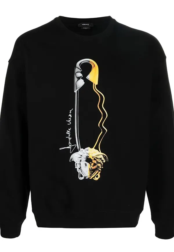 Versace tröja med säkerhetsnålstryck - Svart