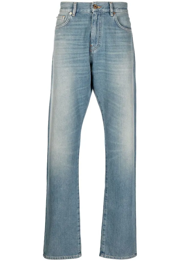 Versace tvättade straight-jeans - Blå