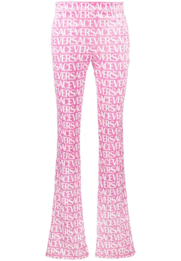 Versace utsvängda byxor med logotyp - Rosa