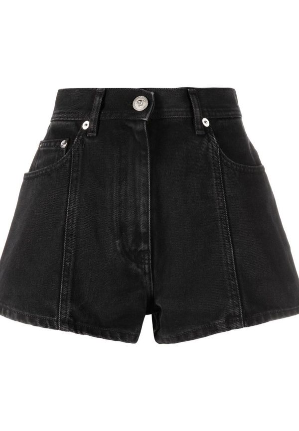 Versace utsvängda jeansshorts - Svart