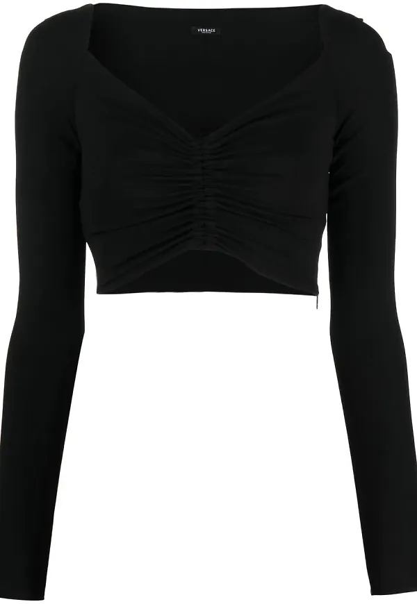 Versace v-ringad kort blus - Svart