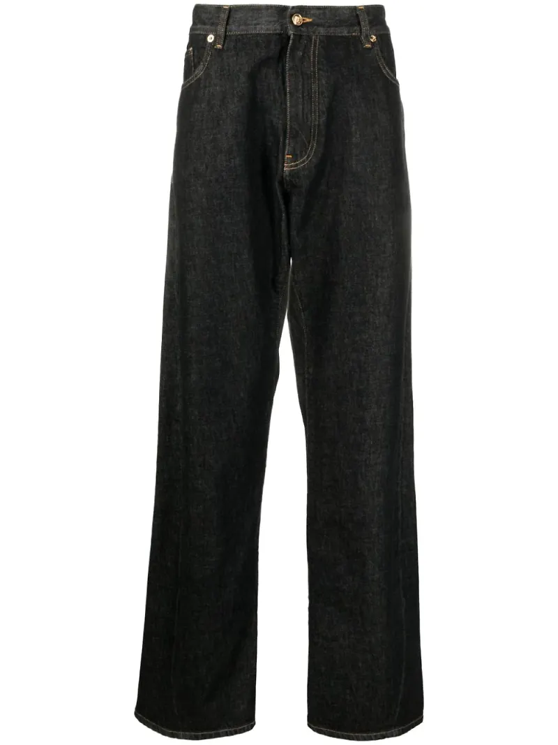 Versace wide leg-jeans med hög midja - Svart