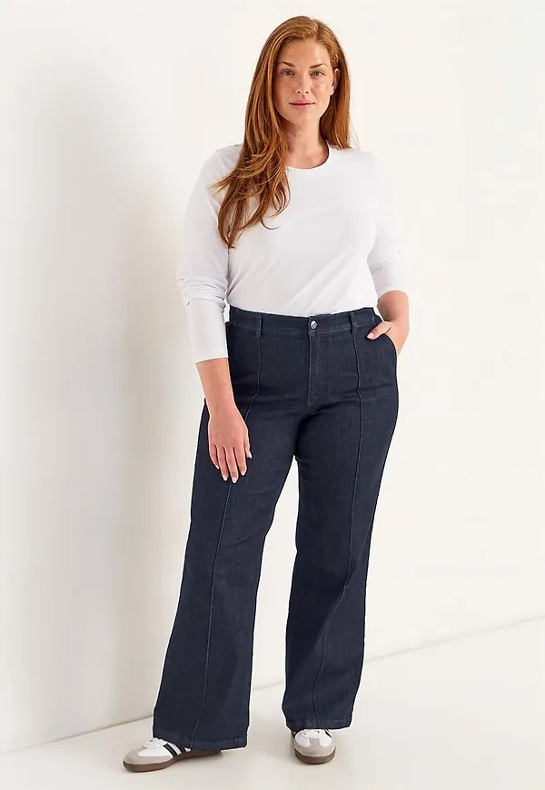 Vida jeans med sydda pressveck - två längder Mia