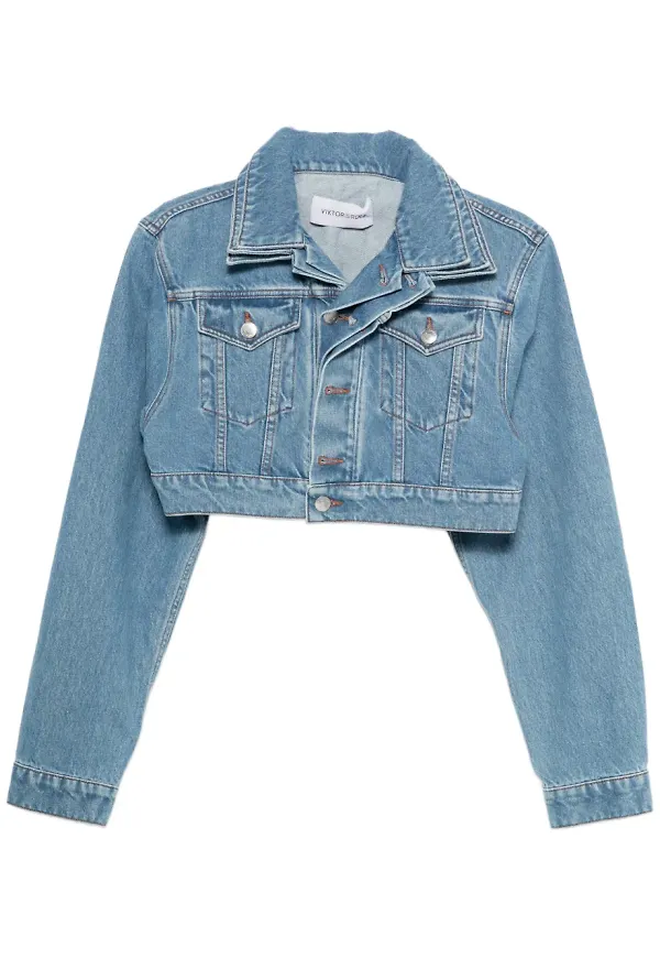 Viktor & Rolf jeansjacka med lagerdesign - Blå
