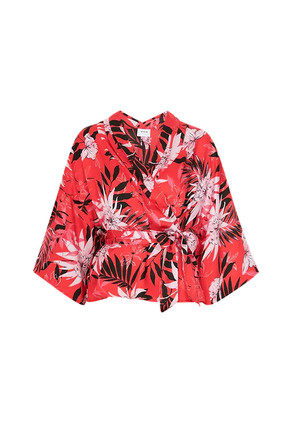 Vila - Blus viCora 3/4 Wrap Top - Rosa