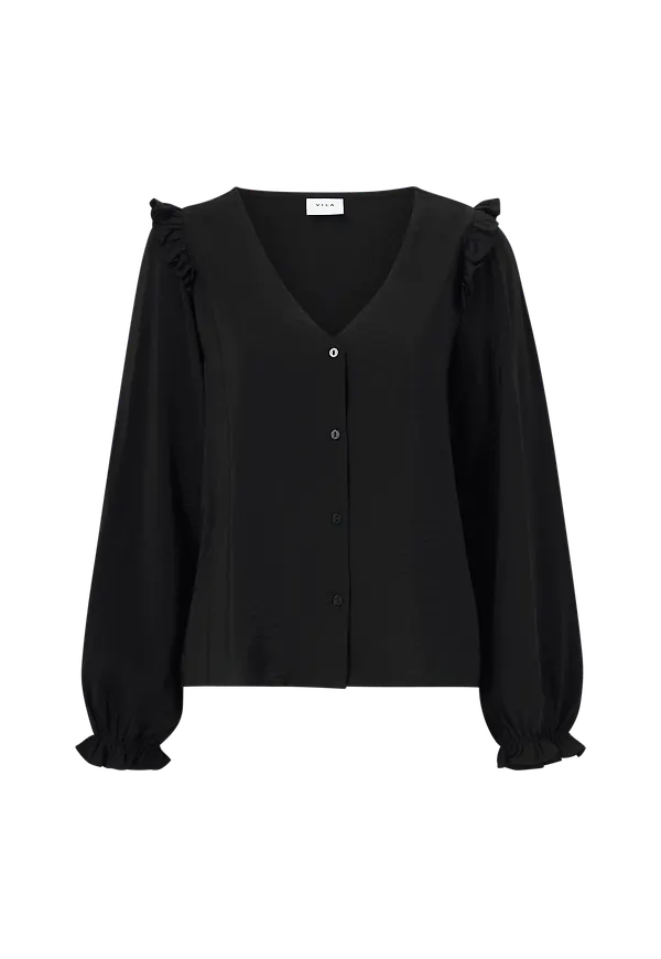 Vila - Blus viKilly V-neck L/S Top - Svart
