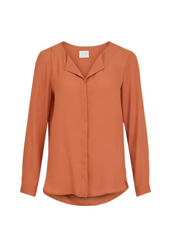 Vila - Blus viLucy L/S Shirt - Brun