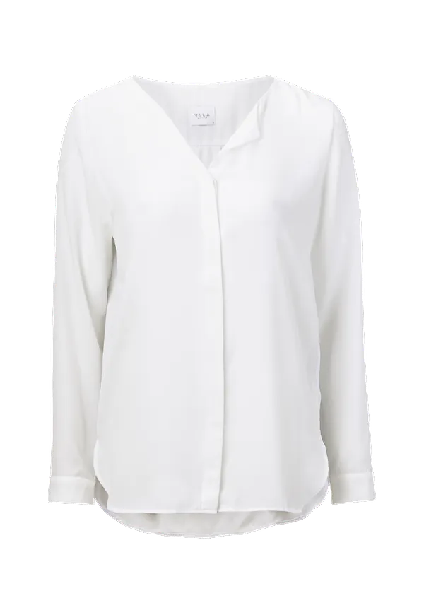 Vila - Blus viLucy L/S Shirt - Vit
