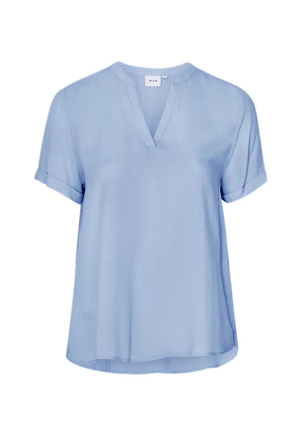 Vila - Blus viRoma V-neck S/S Top - Blå