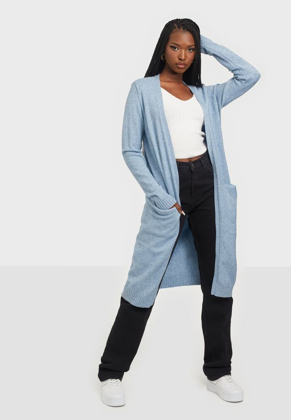Vila - Cardigans - Ashley Blue Melange - Viril Long L/S Knit Cardigan - Noo - Tröjor - Cardigans