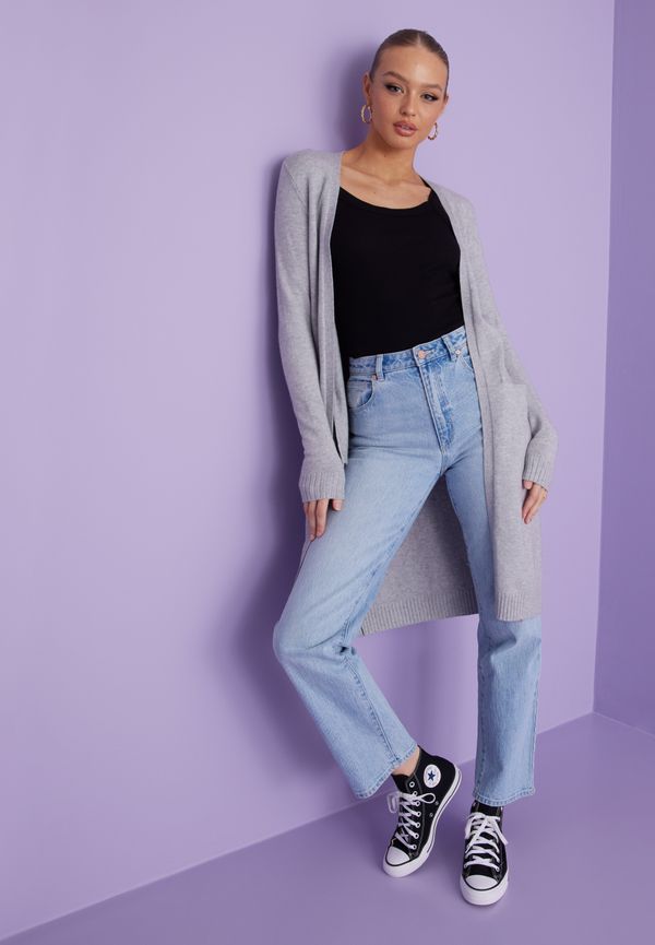 Vila - Cardigans - Ljus Grå - Viril Long L/S Knit Cardigan - Noo - Tröjor - Cardigans