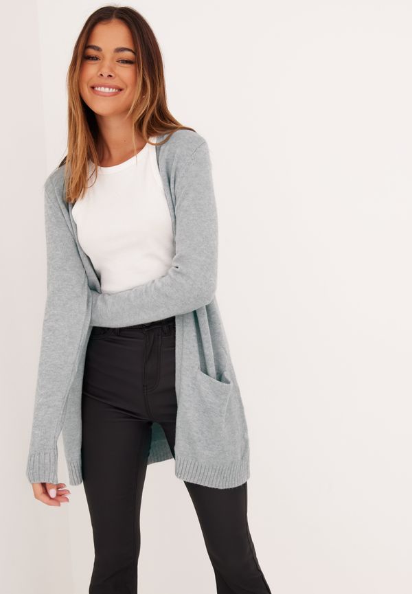 Vila - Cardigans - Ljus Grå - Viril Open L/S Knit Cardigan - Noos - Tröjor - Cardigans