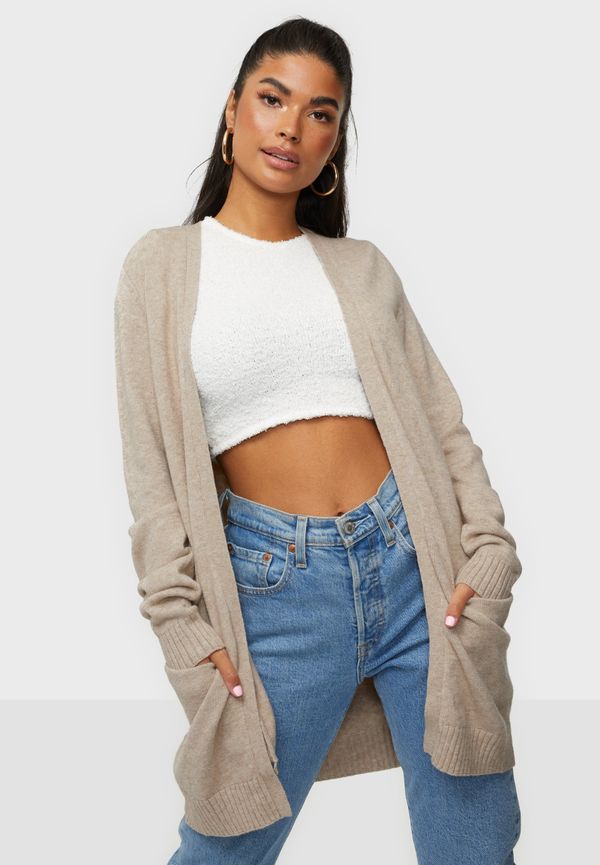Vila - Cardigans - Natural - Viril Open L/S Knit Cardigan - Noos - Tröjor - Cardigans
