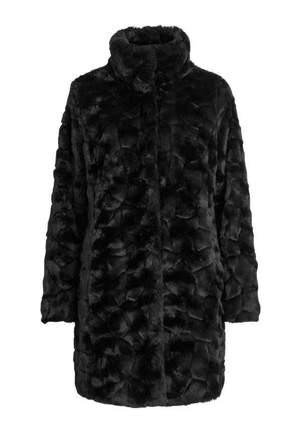 Vila - Fuskpäls viSeria Coat - Svart