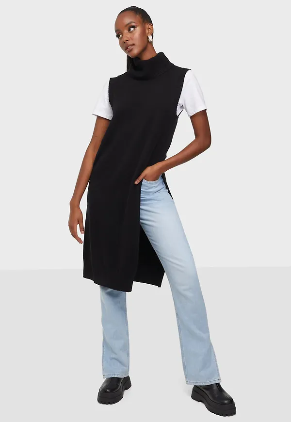 Vila - Jackor - Black - Viril Long S/L Knit Vest - Noos - Jackor