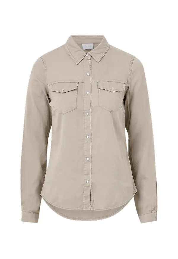 Vila - Jeansskjorta viBista Denim Shirt - Beige