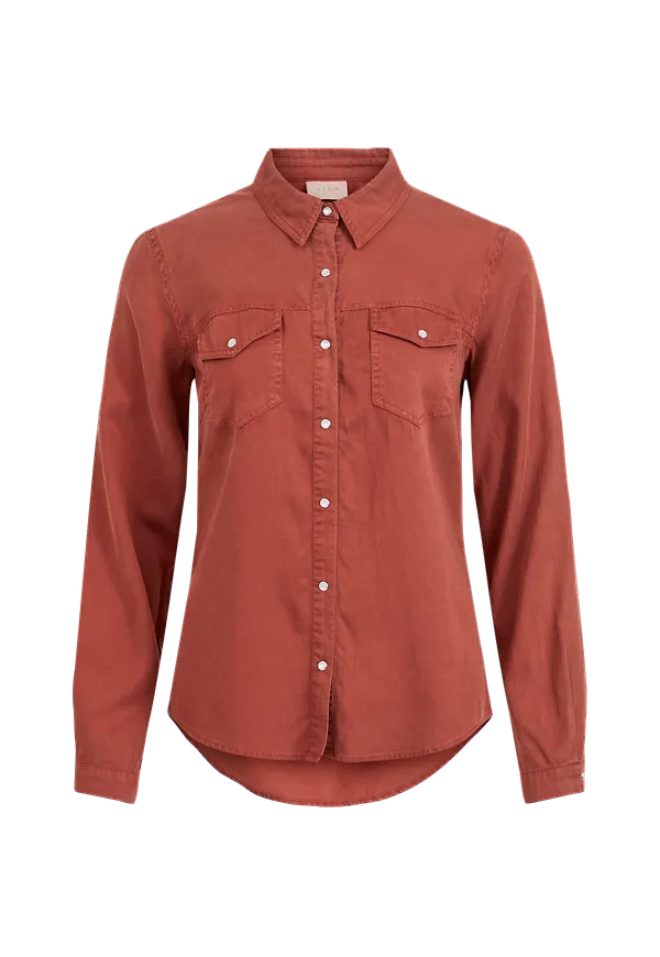 Vila - Jeansskjorta viBista Denim Shirt - Röd