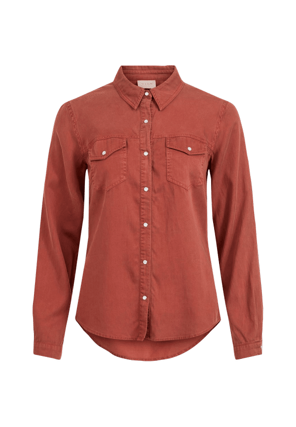 Vila - Jeansskjorta viBista Denim Shirt - Röd