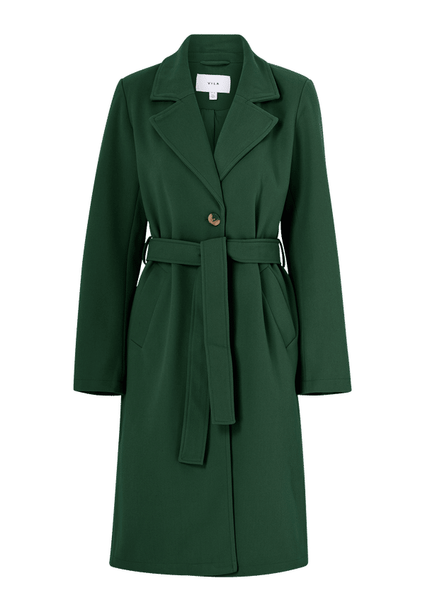 Vila - Kappa viPoko Long Belt Coat - Grön - 40