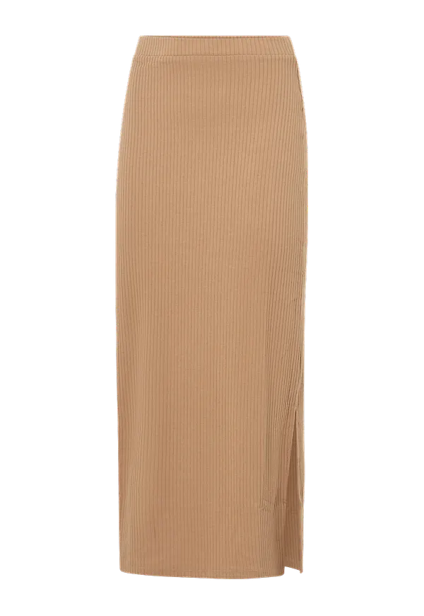 Vila - Kjol viRibbi HW Slit Skirt - Brun