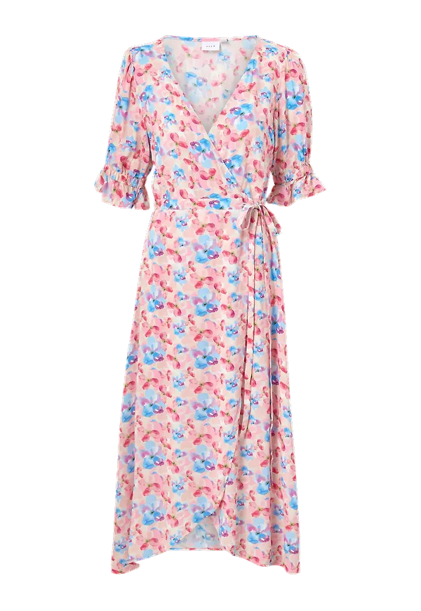 Vila - Klänning viElegance S/S Wrap Dress - Rosa