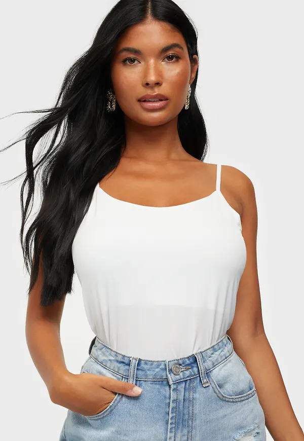 Vila - Linnen - Vit - Surface Strap Top New-Noos - Toppar - Tank Tops