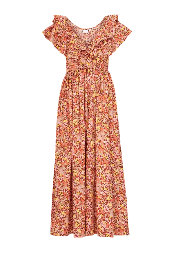 Vila - Maxiklänning viJuana V-neck S/S Ankle Dress - Brun