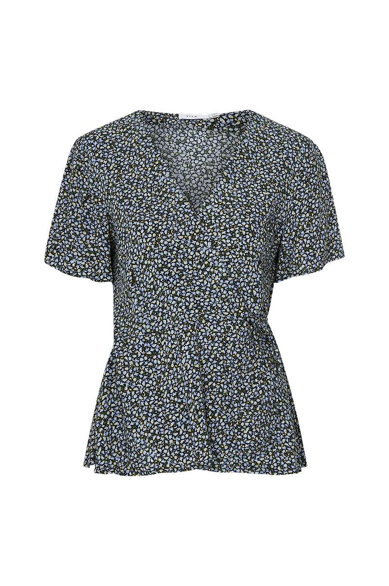 Vila - Omlottblus viFini Wrap S/S Top - Svart