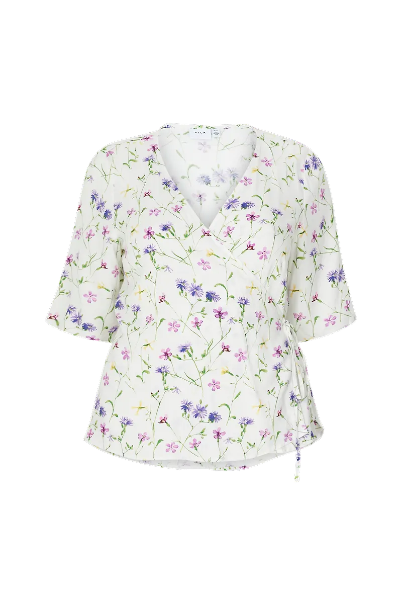 Vila - Omlottblus viHolly S/S Wrap Top Curve - Vit