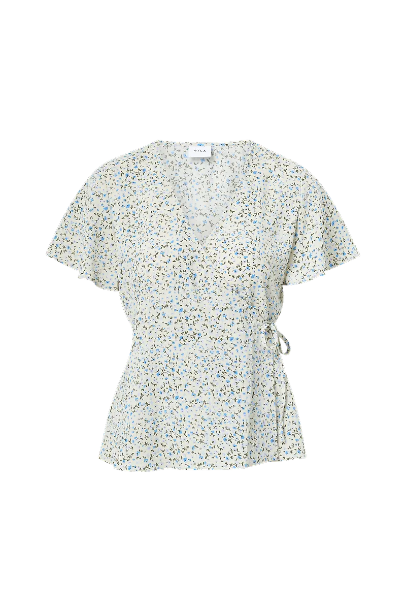 Vila - Omlottblus viLovie S/S Wrap Top - Beige