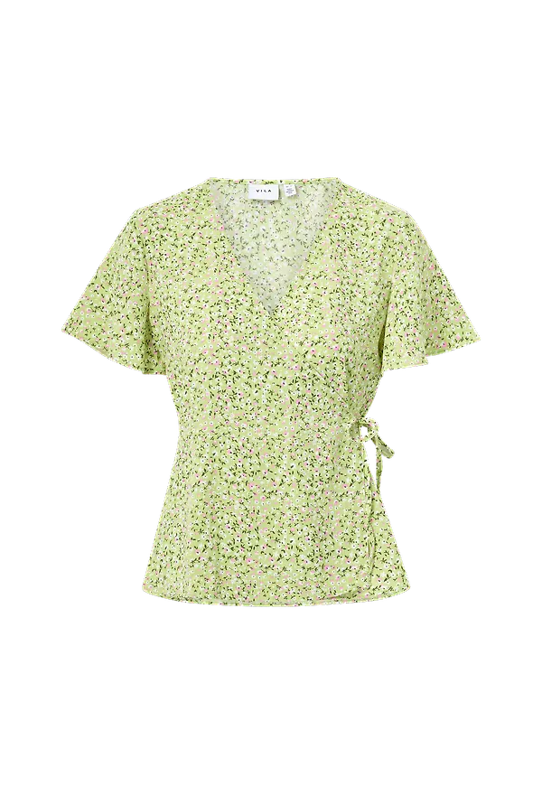 Vila - Omlottblus viLovie S/S Wrap Top - Grön