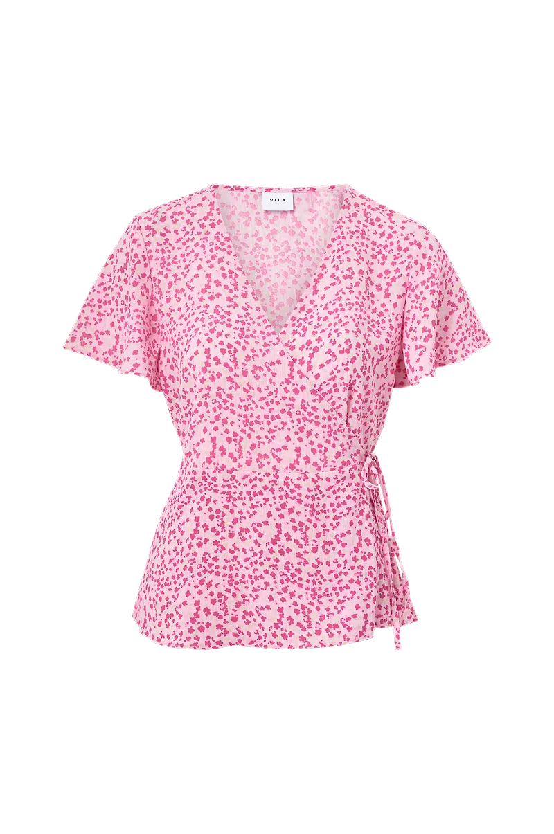 Vila - Omlottblus viLovie S/S Wrap Top - Rosa