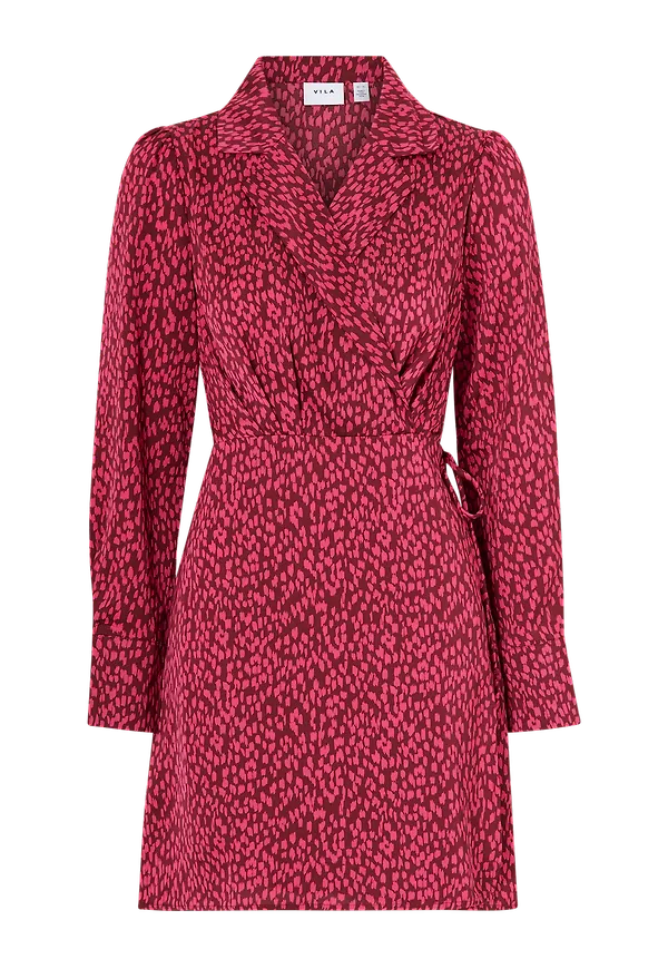 Vila - Omlottklänning viEllette Val L/S Short Wrap Dress - Röd