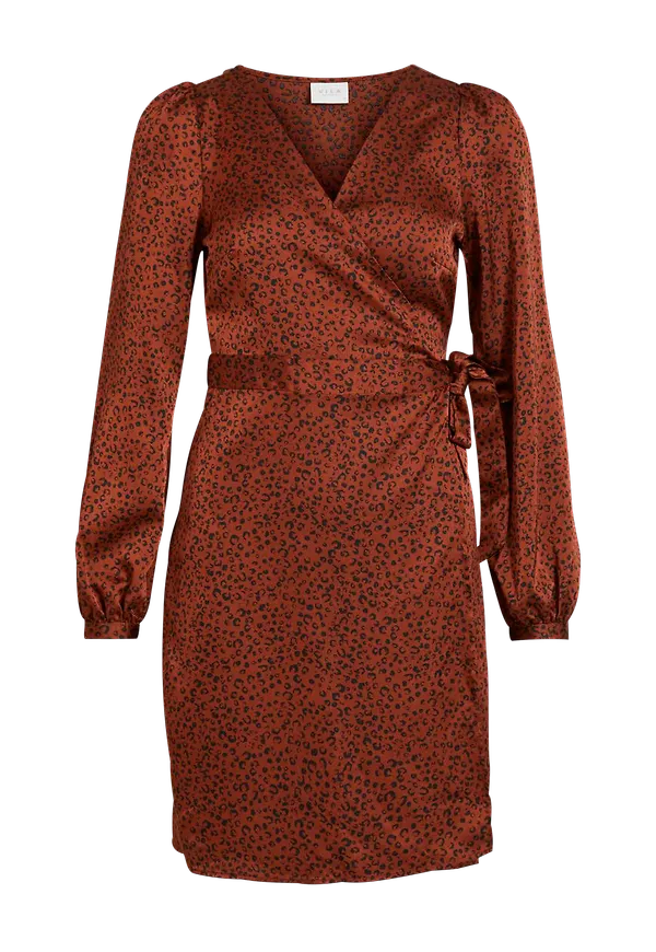 Vila - Omlottklänning viKanaitaia L/S Wrap Dress - Brun - 36