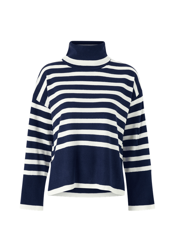 Vila - Polotröja viStripi Rollneck Knit Top - Blå - 36