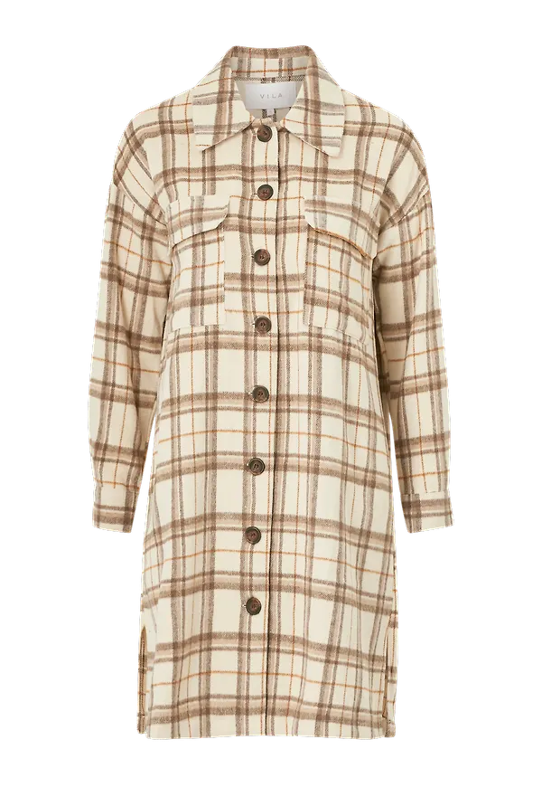 Vila - Skjortjacka viFandua L/S Long Shacket - Beige