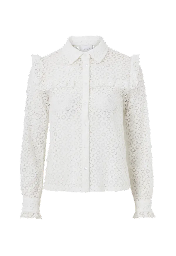 Vila - Spetsblus viJania L/S Shirt - Vit