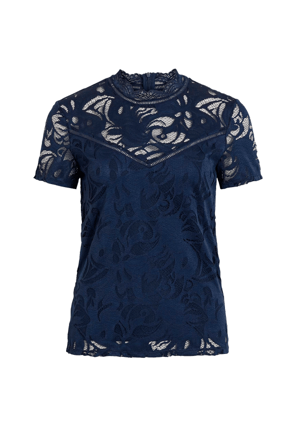 Vila - Spetstopp viStasia S/S Lace Top - Blå