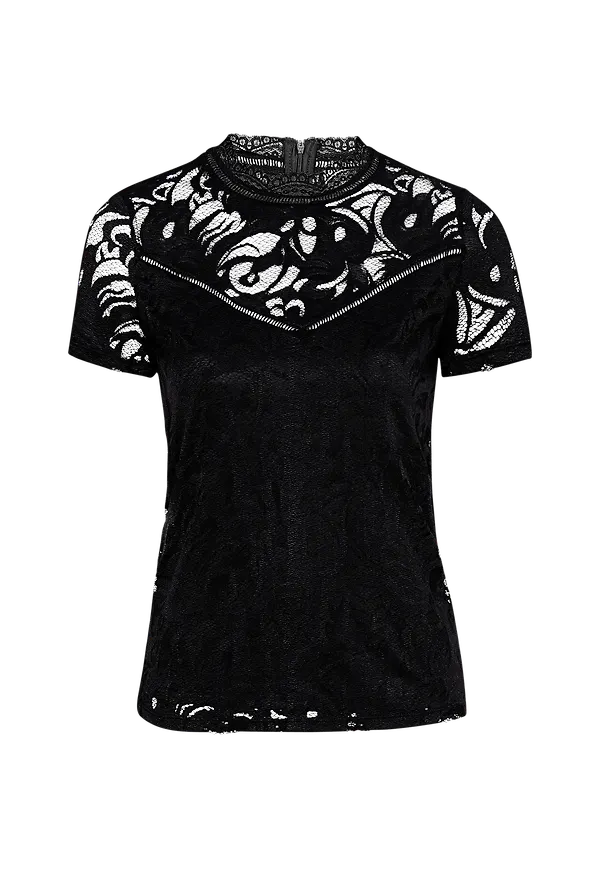 Vila - Spetstopp viStasia S/S Lace Top - Svart